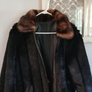 Black leather and fur reversible jacket